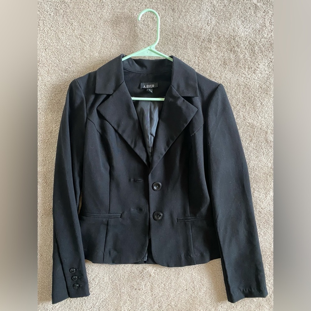 A. Byer Black Tailored Blazer Professional Suit Jacket